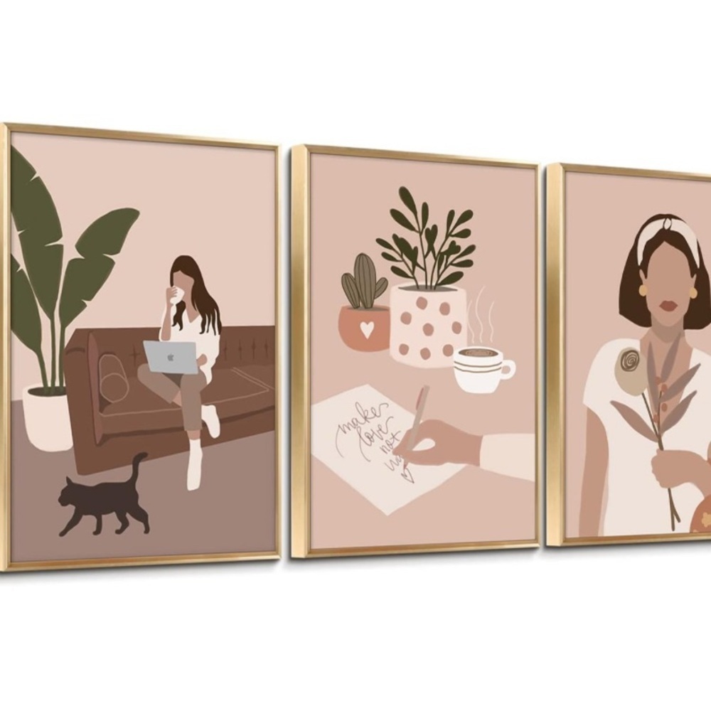 Modern Art Print Set with Gold Frames - Picture 2 of 3